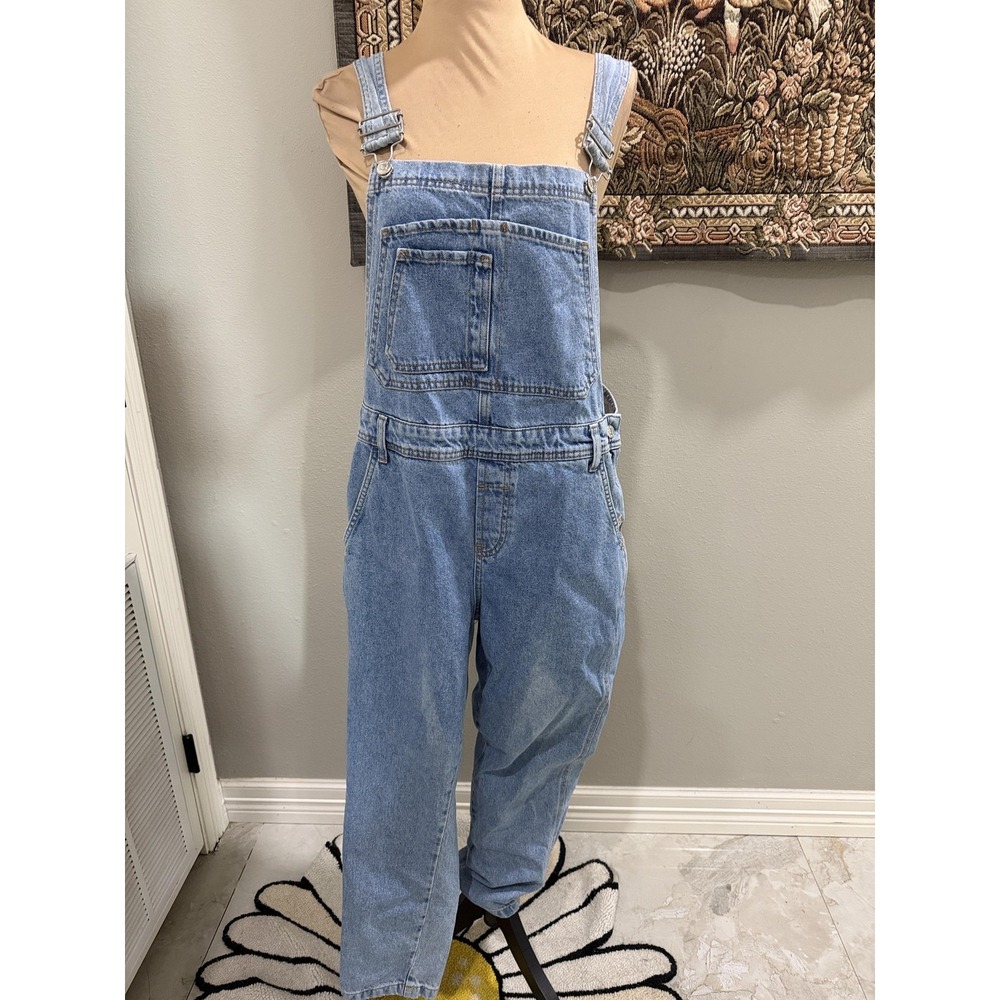 Topshop Maternity Overalls Womens 4 Blue Denim Adjustable Straps Pockets Moto